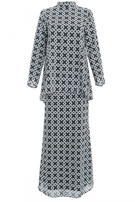 Lanting Blouse & Skirt - Black Geometric
