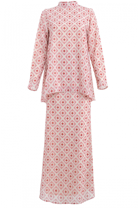 Lanting Blouse & Skirt - Maroon Mosaic Art