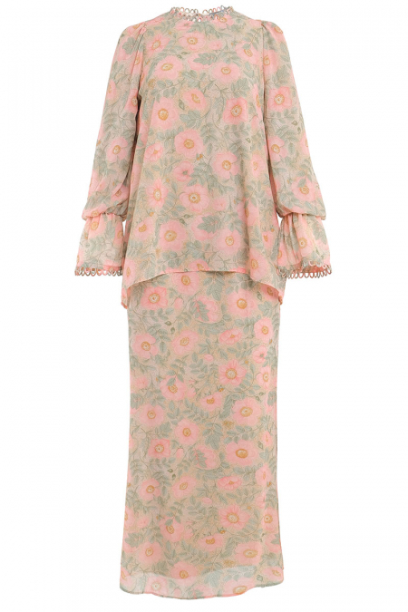 Kemangi Blouse & Skirt - Beige/Pink Buttercup