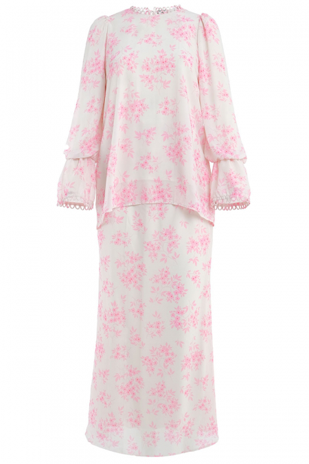 Kemangi Blouse & Skirt - Cream/Pink Bouquet