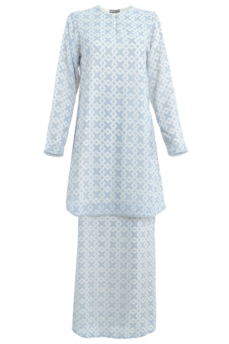 Duyong Blouse & Skirt - Soft Blue Geometric