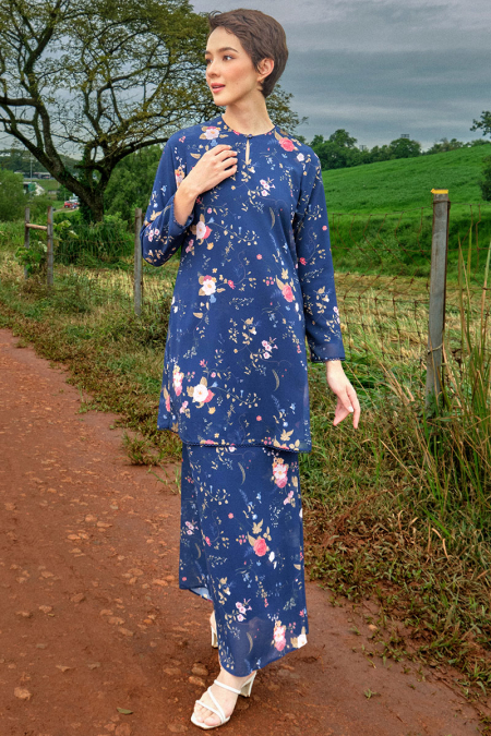 Duyong Blouse & Skirt - Navy Garden