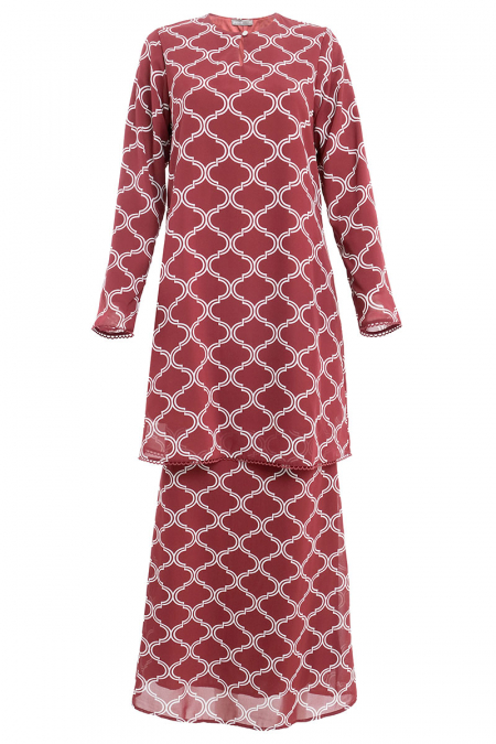 Duyong Blouse & Skirt - Maroon Moroccan