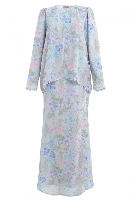 Manggis Blouse & Skirt - Grey Fleur
