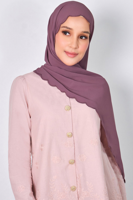 Ruminah Scallop Chiffon Headscarf - Elderberry