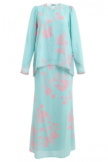 Manggis Blouse & Skirt - Mint/Pink Floral