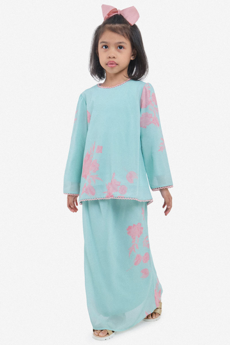 KIDS Manggis Set - Mint/Pink Floral