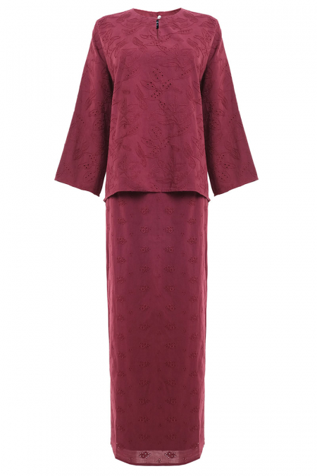 COTTON Saodah Blouse & Skirt - Maroon