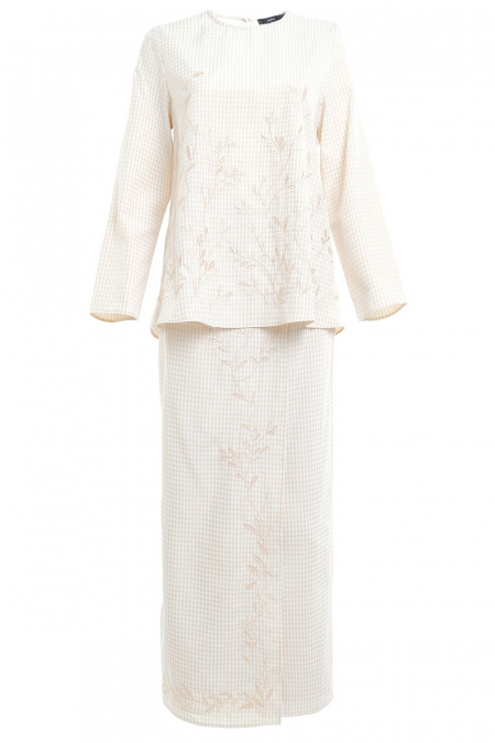 Maizun Blouse & Skirt - Beige Check