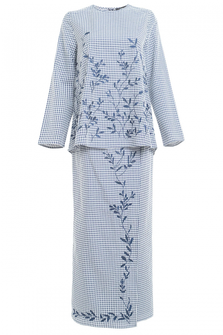Maizun Blouse & Skirt - Navy Check