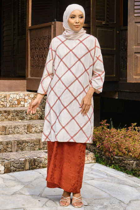 COTTON Badriah Blouse & Skirt - Rice/Dark Auburn