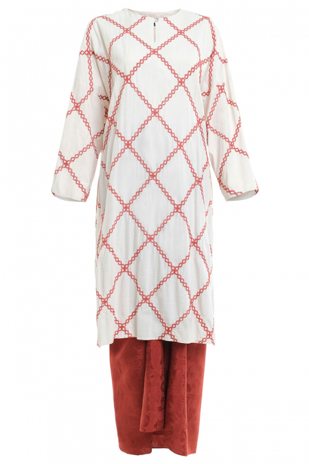 COTTON Badriah Blouse & Skirt - Rice/Dark Auburn
