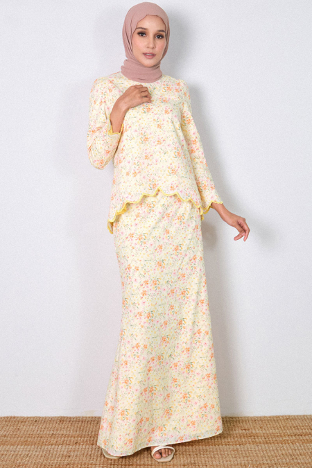 COTTON Hayati Blouse & Skirt - Yellow Floral