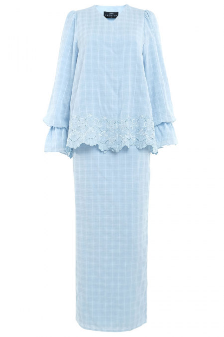 Maharani Blouse & Skirt - Sky Blue Check
