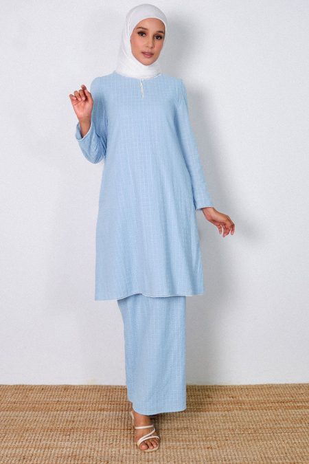 COTTON Baiduri Blouse & Skirt - Baby Blue