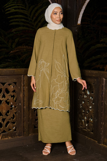 COTTON Madura Blouse & Skirt - Olive