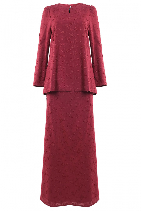COTTON Kamariah Blouse & Skirt - Maroon