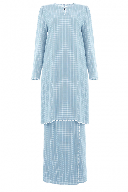COTTON Norisa Blouse & Skirt - Turquoise Check