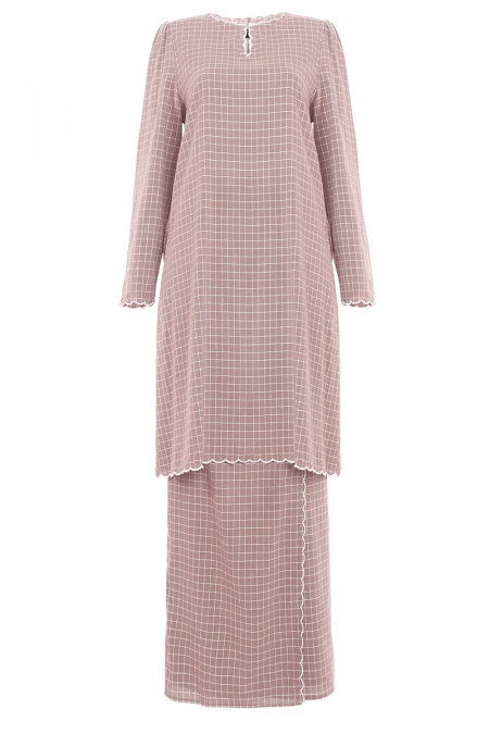 COTTON Norisa Blouse & Skirt - Taupe Check