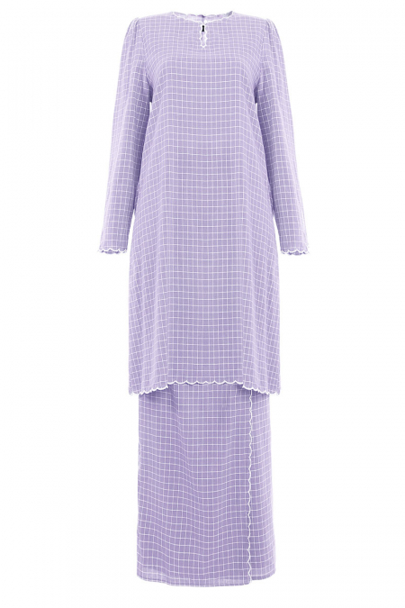 COTTON Norisa Blouse & Skirt - Lavender Check