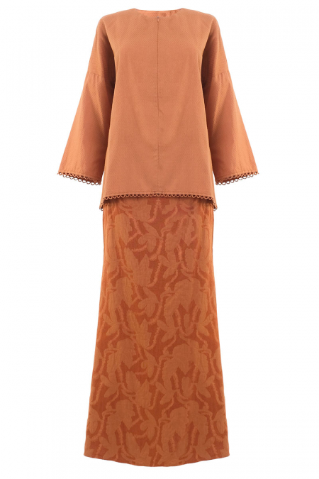 COTTON Saima Blouse & Skirt - Chocolate
