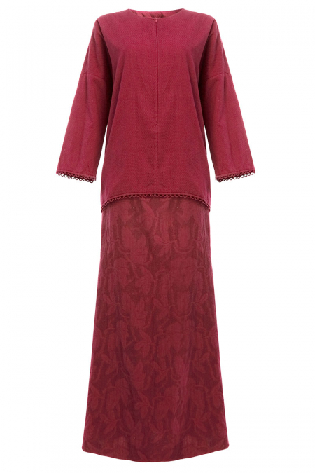 COTTON Saima Blouse & Skirt - Maroon