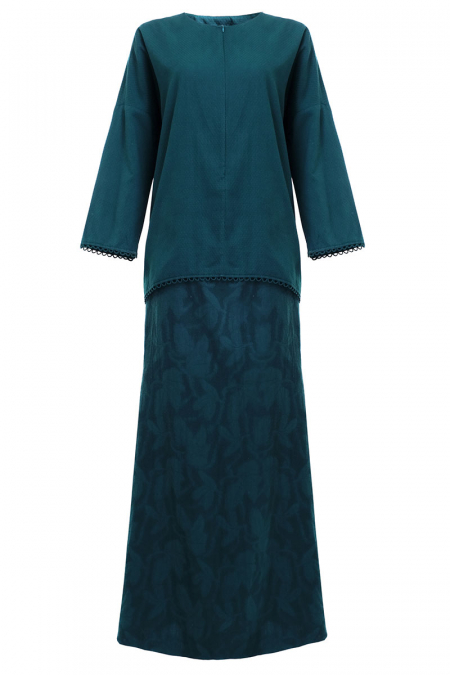 COTTON Saima Blouse & Skirt - Deep Emerald