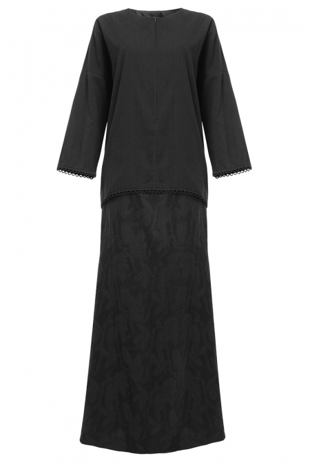 COTTON Saima Blouse & Skirt - Black