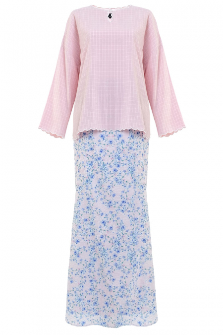 COTTON Sariyah Blouse & Skirt - Pink Check/Pink Floral