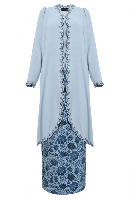 Sinar Blouse & Skirt - Rock Blue/Grey Floral