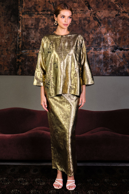 Meriah Blouse & Skirt - Black/Gold