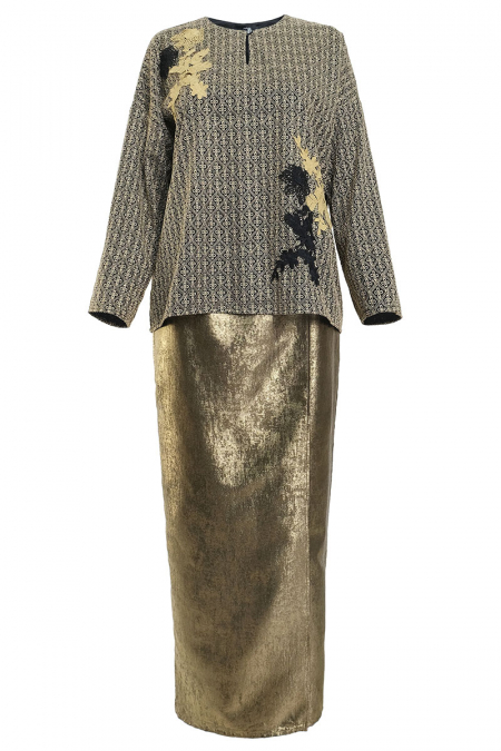 Syahdu Blouse & Skirt - Black/Gold