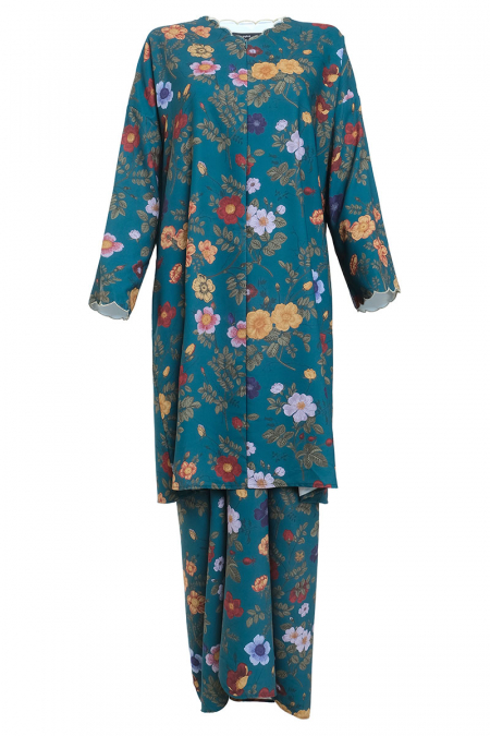 Sukacita Blouse & Skirt - Teal Floral