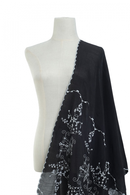 Restu Embroidered Selendang - Black