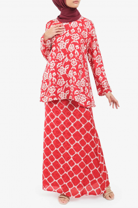 Jepara Blouse & Skirt - Deep Red