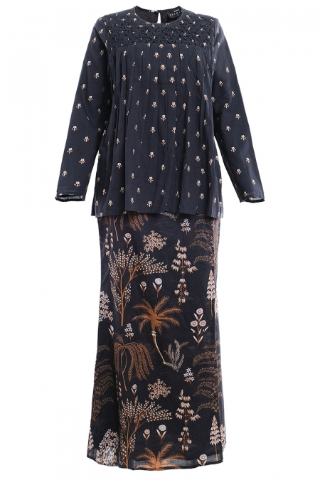 COTTON Lebaran Blouse & Skirt - Black/Brown