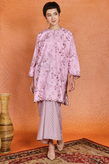 COTTON Lambaian Blouse & Skirt - Pink Tint