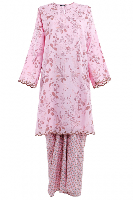 COTTON Lambaian Blouse & Skirt - Pink Tint