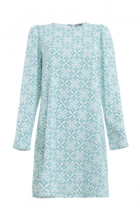 Jenab Puff Shoulder Blouse - Mint Motif