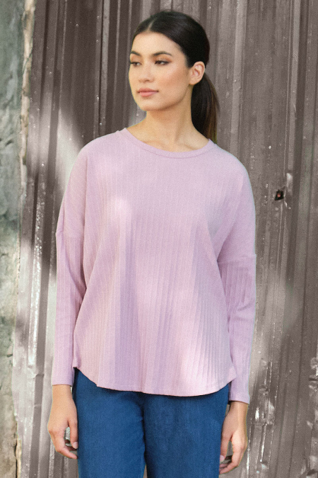 Mandisa Drop Shoulder Tee - Lilac Ash