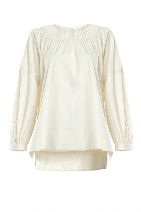 Daliah Drop Shoulder Blouse - Oatmilk