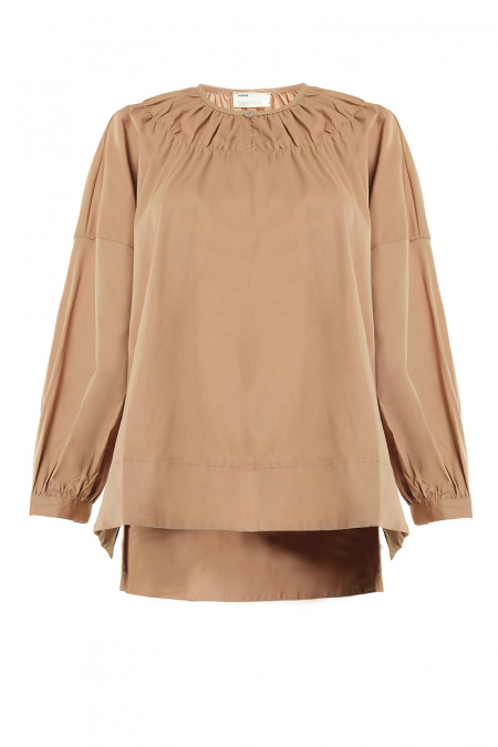Daliah Drop Shoulder Blouse - Milk Coffee