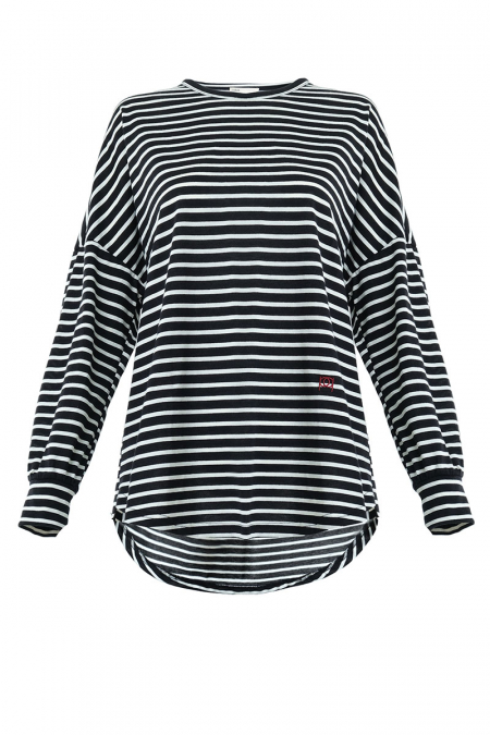 Stadium Drop Shoulder Stripe Tee - Black/White Lines