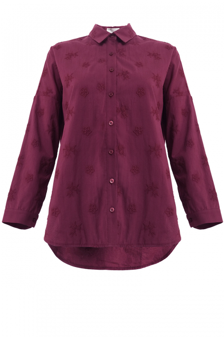 Yamila Front Button Shirt - Cordovan Flower