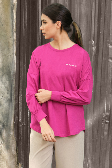 Basira Round Neck Tee - Magenta