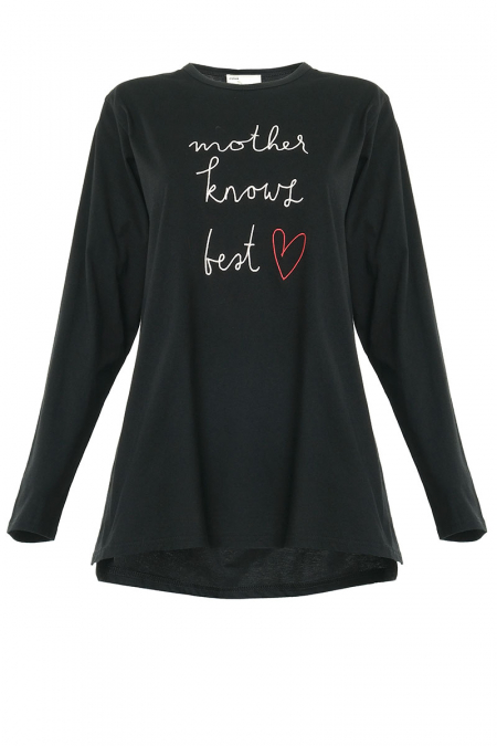 Husniya Round Neck Tee - Black