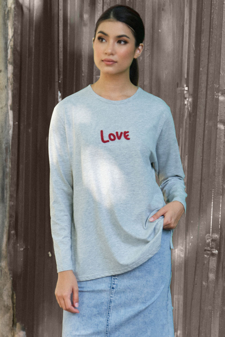 Husniya Round Neck Tee - Heather Grey