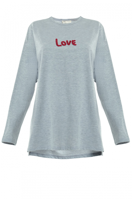 Husniya Round Neck Tee - Heather Grey