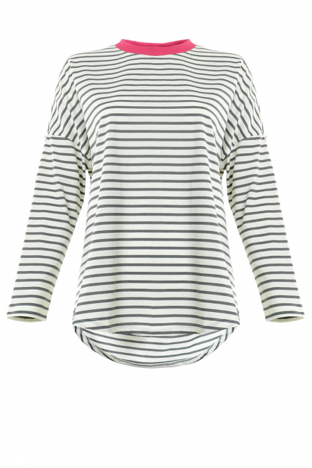 Inas Drop Shoulder Tee - Grey/Pink