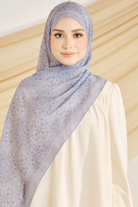 Nyra Rectangle Headscarf - Fossil Grey